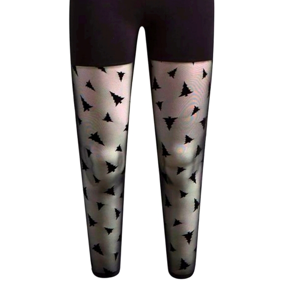 ❤️NWT VINTAGE TORRID LEGGING - MESH FLOCKED CHRISTMAS TREE HOLIDAY - PLUS SIZE - Picture 9 of 11